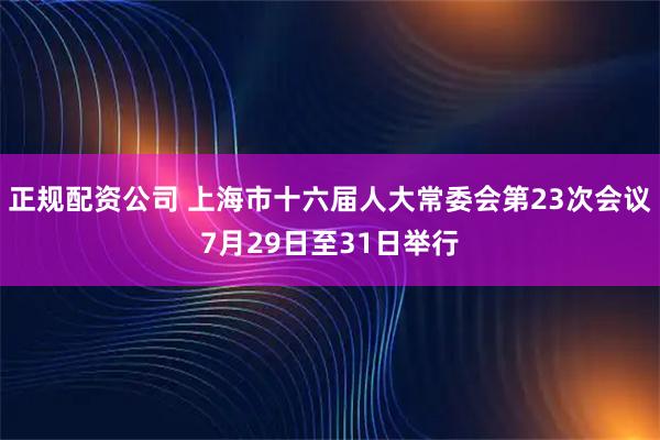 正规配资公司 上海市十六届人大常委会第23次会议7月29日至31日举行