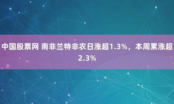 中国股票网 南非兰特非农日涨超1.3%，本周累涨超2.3%